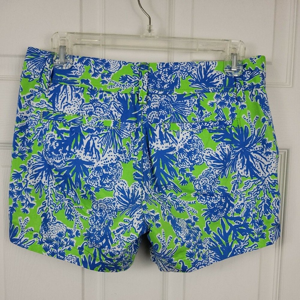 Lilly Pulitzer Size 2 Callahan Shorts Green White Blue Coral Print - Picture 7 of 7